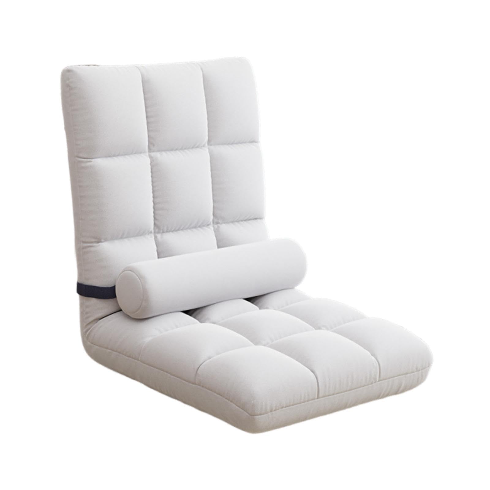 Silla de Piso Plegable con Soporte Lumbar y Ajuste Múltiple Sofá Reclinable para Leer O Descansar Desmontable y Fácil de Limpiar Adecuada para, Blanco, Individual