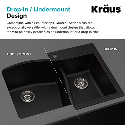 Kraus Quarza Kitchen Sink | 33-Inch 60/40 Bowls | Brown Granite | Kgd-442 Model #TOP3