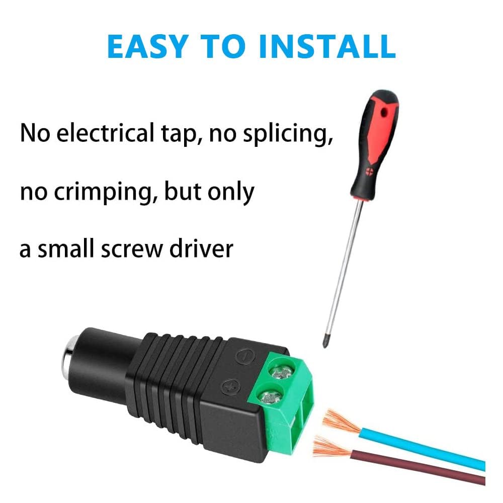3 X Connettori Alimentazione CC 12V Jack Spina Maschio/Femmina Per CCTV - 20A
