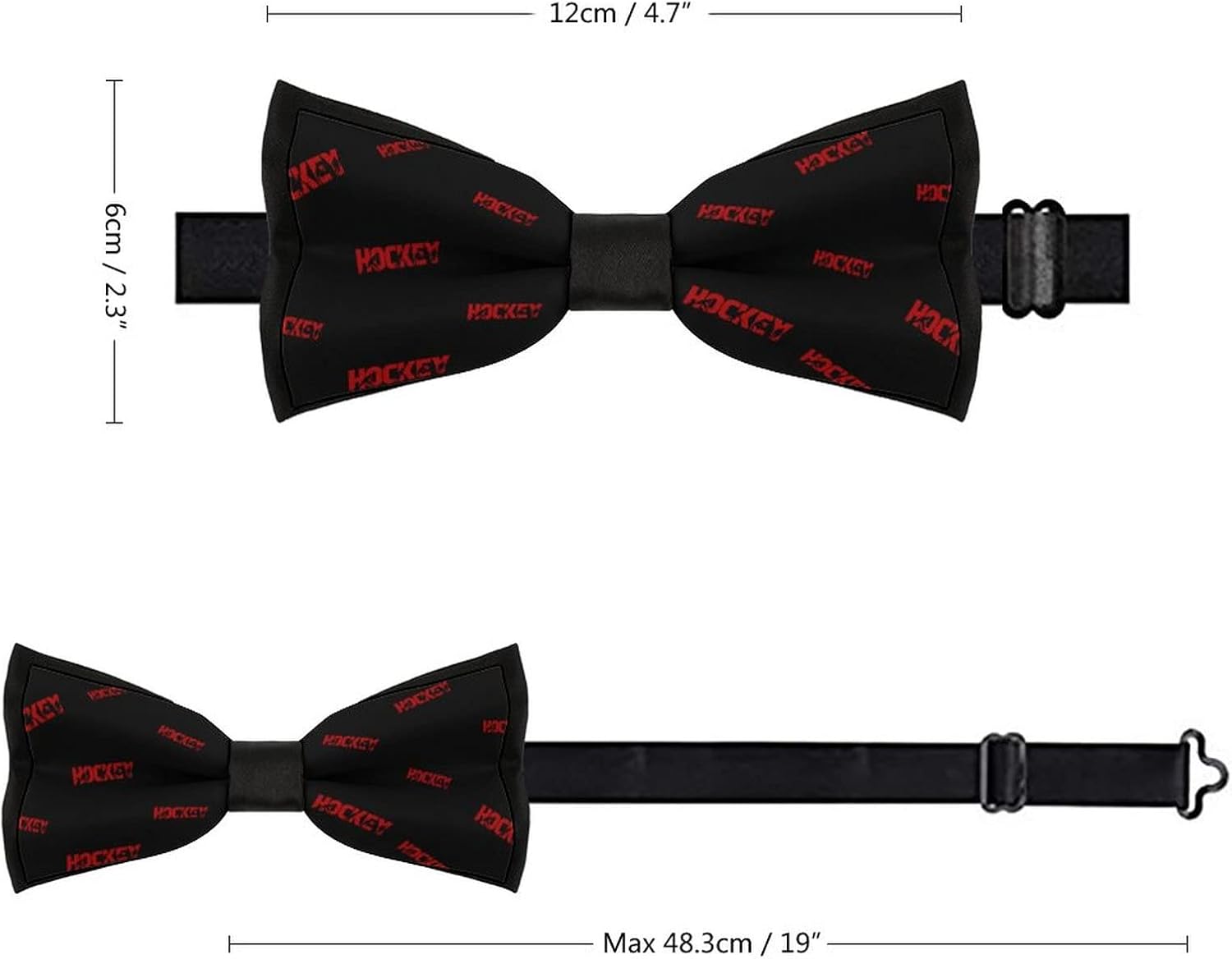 Hockey Player Silhouette Men's Bow Tie Pre-Tied Adjustable Bowtie Necktie Design for Gift