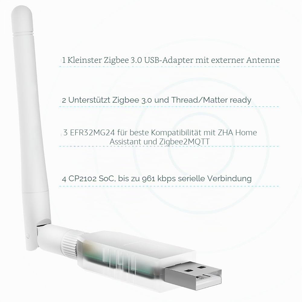 SMLIGHT SLZB-07MG24 Zigbee 3.0 Coordinator Thread/Matter Mini USB Adapter Funktioniert mit Zigbee2MQTT, Home Assistant, ZHA