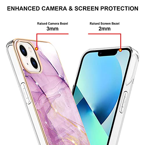 IMIRST Basic Case Compatiable with iPhone 13 IMD Soft TPU Silicone Bumper Matte Marble Scratch-Resistant Slim Protective Phone Case Back Cover for Apple iPhone 13,YBI Light Purple - Image 4