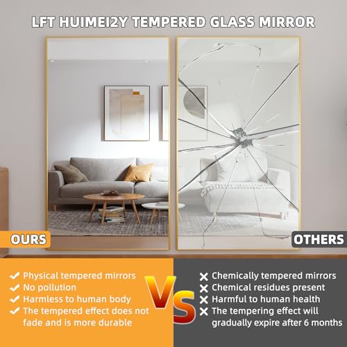 Image of LFT HUIMEI2Y 76.4 inchx37 inch Full Length Mirror, Gold Floor Mirror