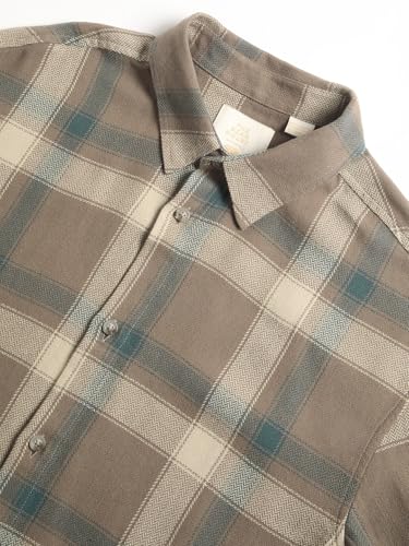 Image of THE BEAR HOUSE Men's Brown Checked Relaxed Fit Cotton Casual Shirt