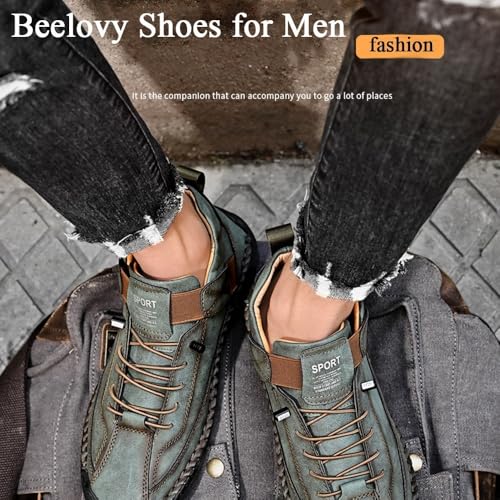 Beelovy Shoes for Men, Easestep Leather Sneakers, Orthopedic Casual Slip on Driving Shoes, Handmade Boots Men Women2