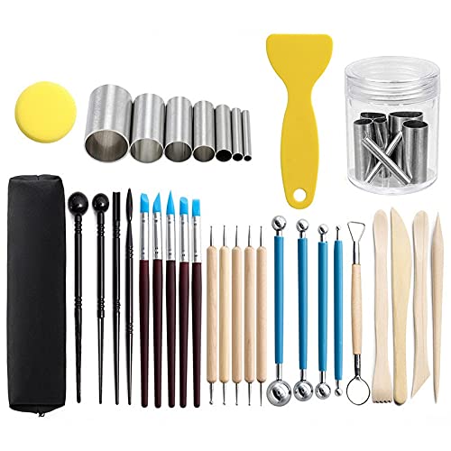 Kit de 33 Outils de Moulage en Argile polymère, Ensemble de Sculpture en Argile, Sculpture, lissage, Cire, poterie, céramique, Outils sculptés
