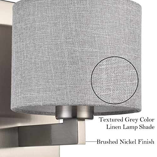 SAMTEEN Brushed Nickel Wall Sconces Set of Two Modern Fabric Shade Wall Lamp Drum Wall Sconce for Bedroom Hallway Living Room Bathroom - Image 4