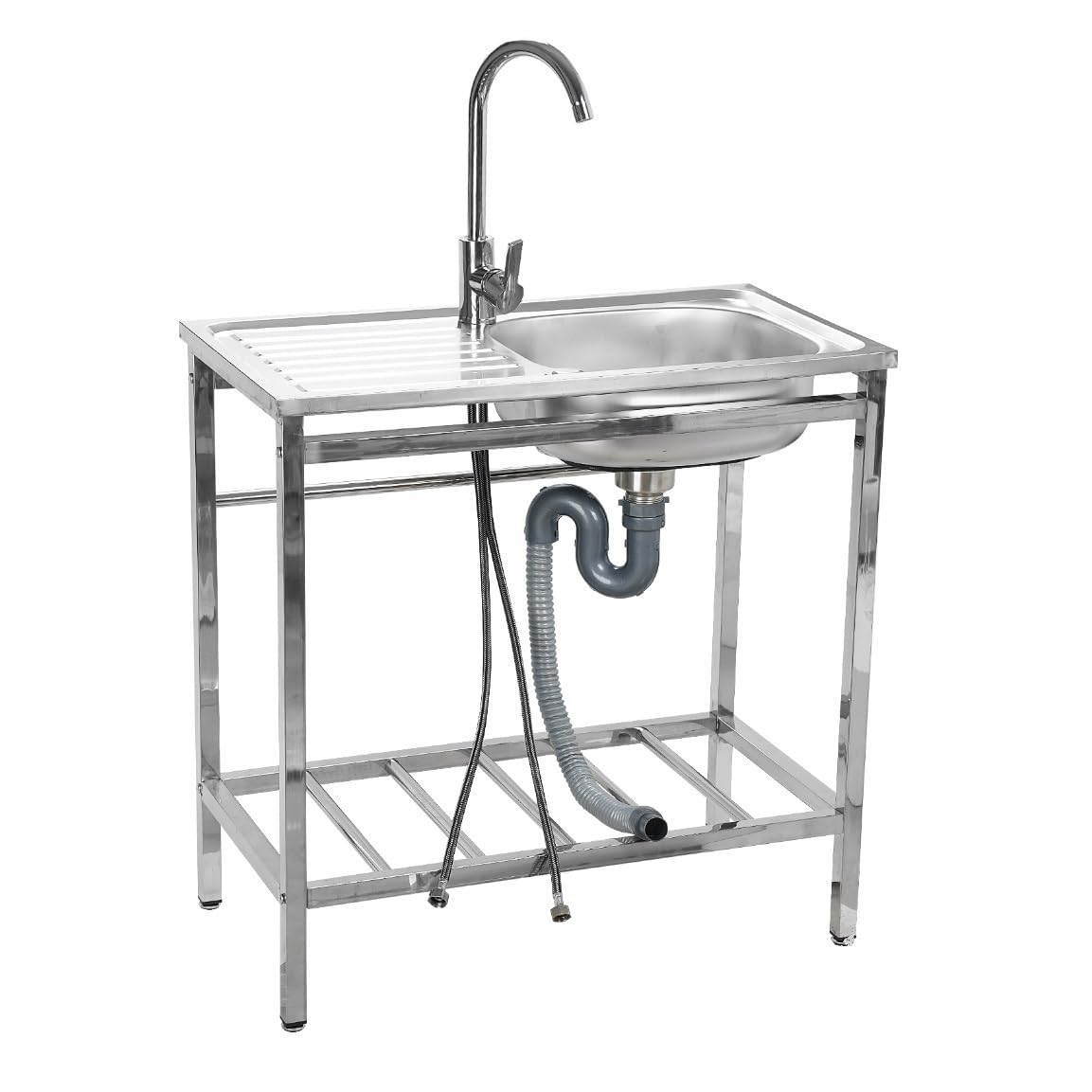 Évier extérieur en inox pour jardin et terrasse avec plan de travail intégré