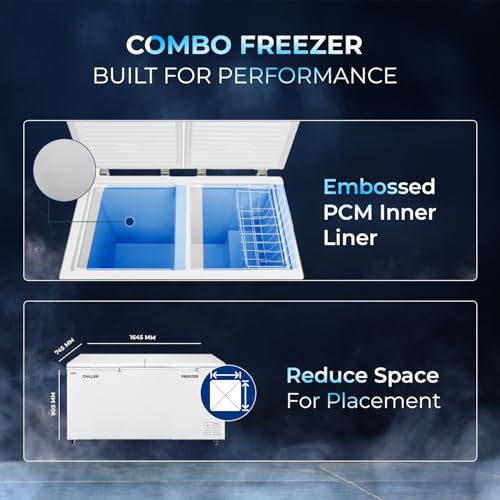 Image of Haier HFC-550CPW, Double Door Combo Freezer (Half Cooler & Half Freezer Combo), Freeze & Chill together, Dual Condenser, Metal liner & 4 Years Comprehensive Warranty (White)