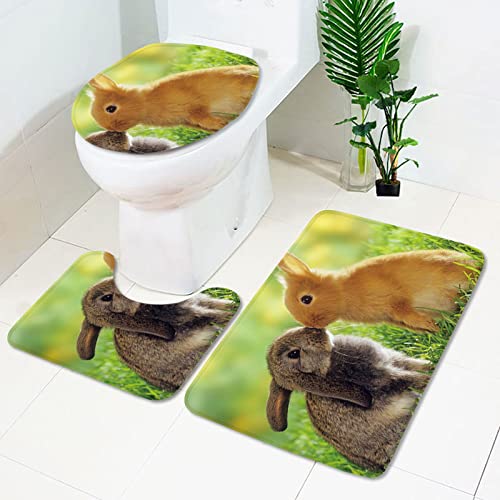 Badematten Set 3 teilig,Toilettenmatte Set,3er Badgarnitur Badezimmer Matte Set Dusch Bade Matte Vorleger Teppich 3D…