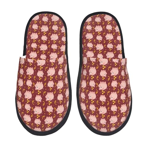 Cute Pig With Coins Print House Slippers For Women And Men,Soft Slippers With Memory Foam,Non-Slip Indoor Home Shoes