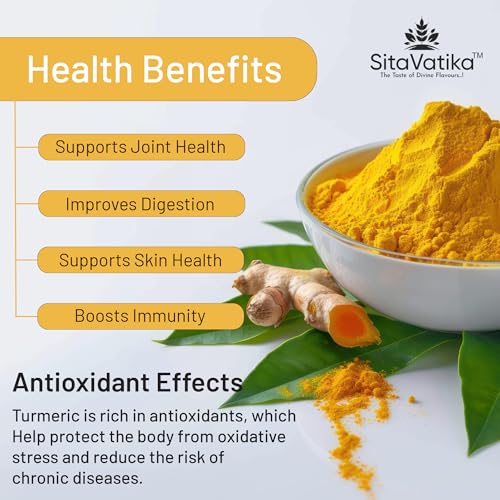 Image of Sitavatika Pure Turmeric Powder 300gm with Natural Oils Rich Tasty and Healthy Golden Spices Haldi No added Colours and Chemical Pack of 3 x 100gm