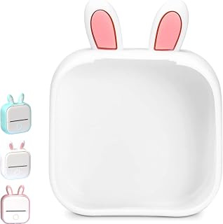 Mini Pocket Printer, 2023 New Upgrade Fast Printing Portable Mini Thermal Printer, Wireless Bluetooth Photo Printer, Portable Photo Printer, DIY Scrapbook Gift (Color : White Rabbit Protectors)