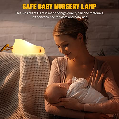 Qxslhw Lie In Peace Duck Night Light For Kids, Touch Baby Nursery Night Lamp With Timer, Portable Silicone Bedsides Lamp Room Decoration, Rechargeable Reading Lamp With Phone Holder #TOP28