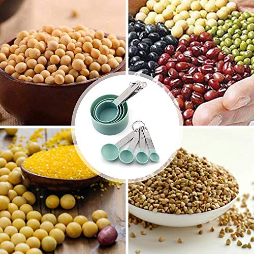 Olymajy Baking Measuring Cup Tools, Measuring Spoons, 8 stuks blauwe plastic maatbekers en lepels, keuken kookgerei voor vloeistoffen en vaste stoffen - Image 5