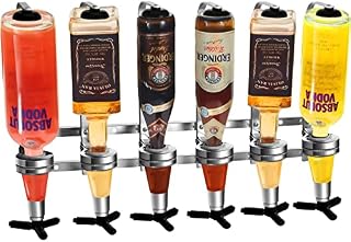 6 Bottle Optics for Home Bar Wall Mounted Bar Butler Shot Measure Bracket Bar Optics Wine Upside Down Drink Dispenser Alcohol Dispenser Optic Dispenser for Pub Kitchen Accessories