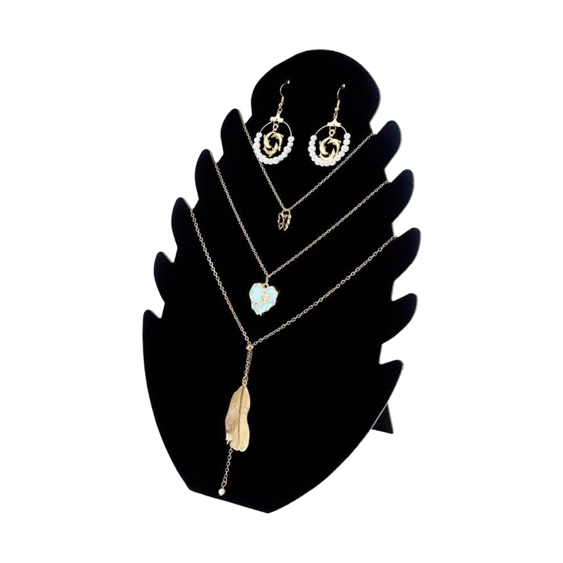 Support Bijoux Velours Noir 3D - Organisateur Colliers Et Boucles D'oreilles, Pliable, Présentation élégante