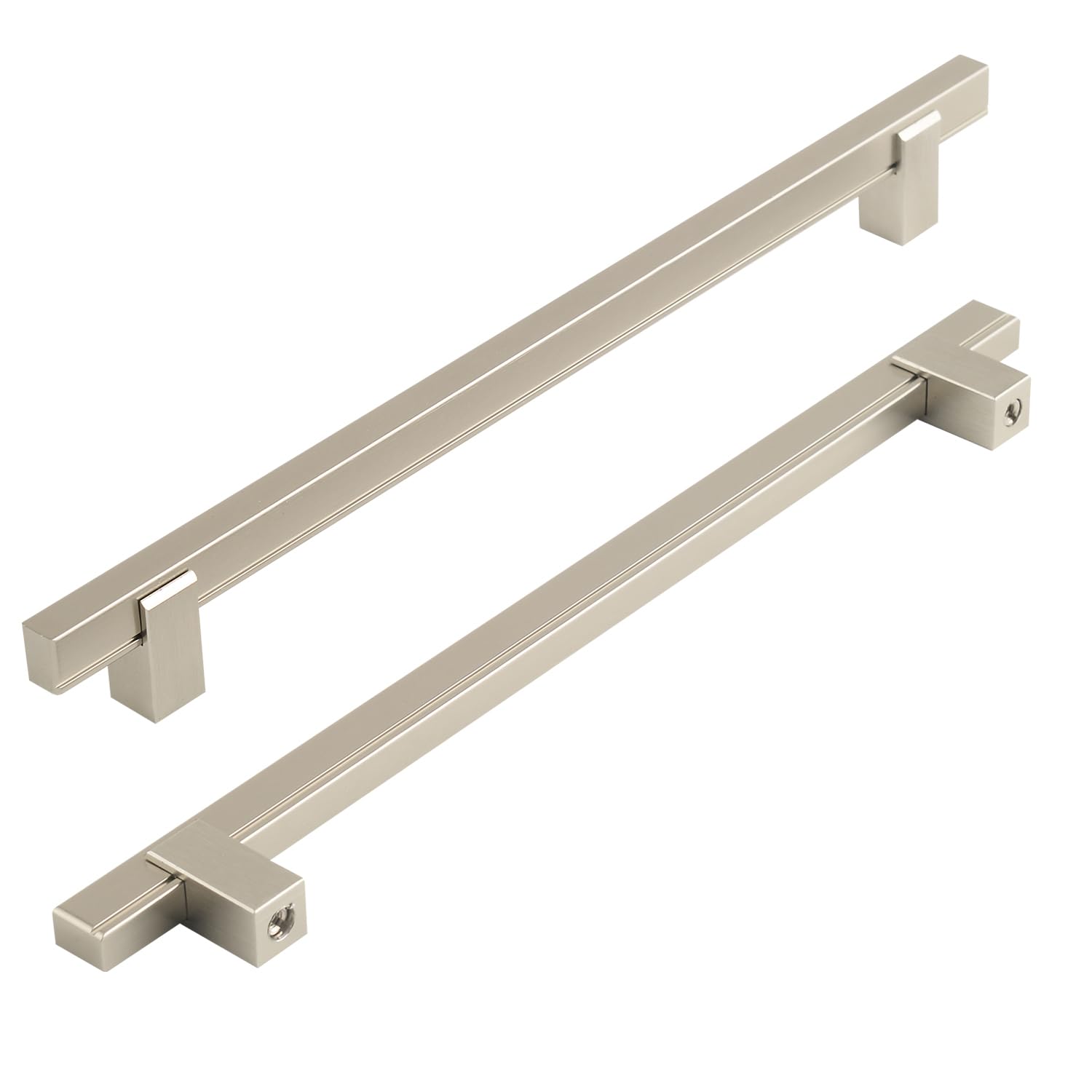 funifiti Adjustable Cabinet Drawer Pulls, Modern Square Bar Handles, 12 Inches Length, 3 Inches Width, Black and Brushed Nickel Finish, with Installation Hardware (5, Brushed Nickel, 5.5"-9")