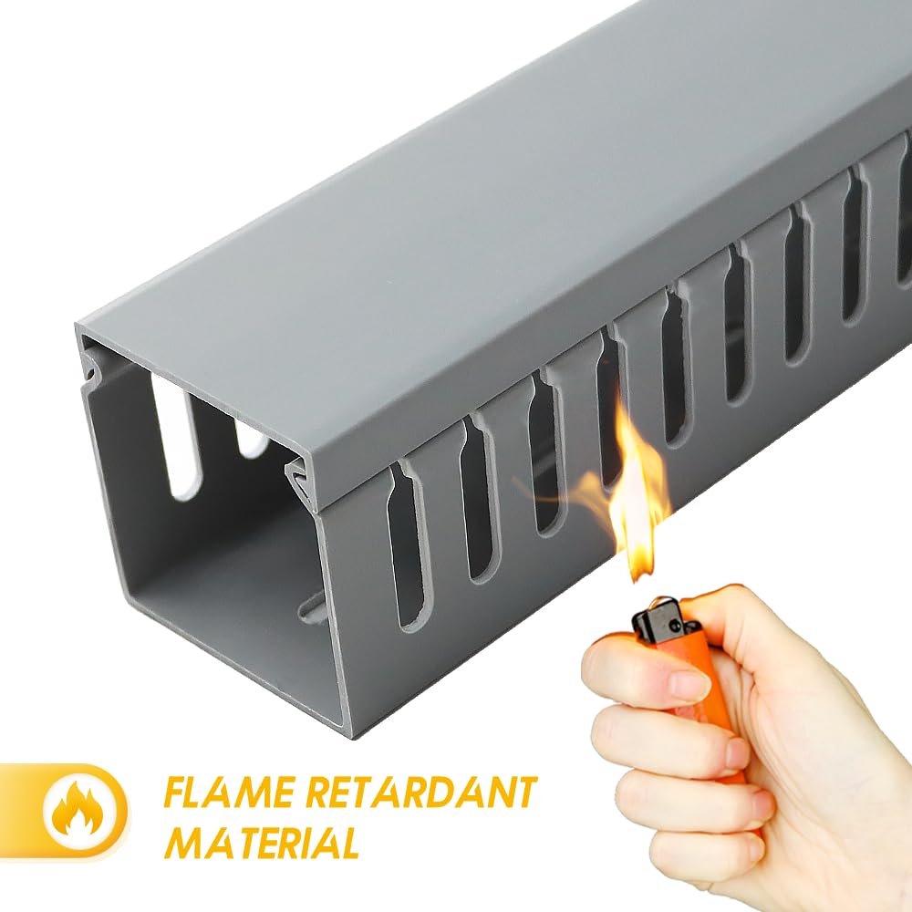 Raceway, kit di gestione dei cavi con slot aperto da 95 pollici con struttura a scatto aggiornata, nascondicavo per sotto scrivania e rete industriale/PC/TV- 59,9 x 5 x 6,1 cm x 4 pezzi (LWH, grigio)