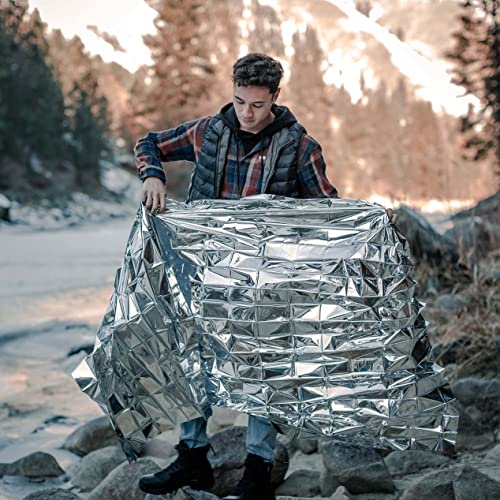 Leberna Emergency Blanket Survival Gear | Foil Mylar Thermal Blankets 63" X 87" Inches (Pack Of 10) | Big Double Sided Escape Tact Bivvy, | For Nasa, Outdoors, Hiking, Space, Marathons First Aid Kit #TOP5