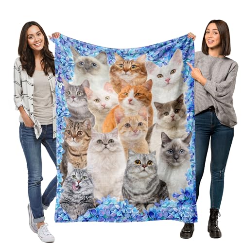 Cat Lovers Gift: Flannel Cat Blanket Throw for Bedroom, Sofa, Couch - Kitten Gifts for Girls 50