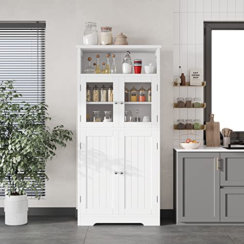 Irontar Bathroom Storage Cabinet, Freestanding Bathroom Cabinet With Open Shelf, Kitchen Pantry Cabinet With Doors For Living Room, Bathroom Floor Cabinet, 23.6 X 11.8 X 50.4 Inches, White Cwg007W #TOP3