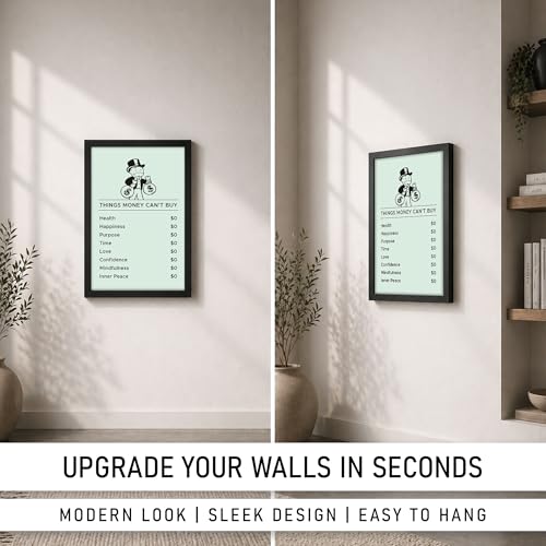 Image of CodersParadise Framed Wall Poster (12x18 Inch) | Inspirational Quote Wall Art | Minimalist Motivational Home Decor for Living Room & Office | Ready-to-Hang Display Frame (Things Money Cant Buy)