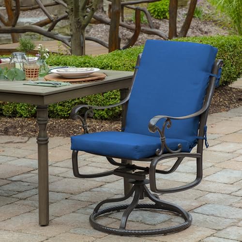 Image of Arden Outdoor Midback Chair Cushion, 18 x 16.5, Rain-Proof, Fade Resistant Cobalt Blue Texture
