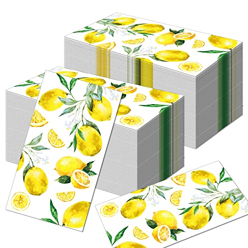40Pcs Lemon Napkins Lemon Paper Napkins Yellow Citrus Fruit Disposable Hand Napkin Watercolor Summer Fruit Disposable Hand Towel for Summer Kitchen, Bathroom, Tea Party, Baby Shower