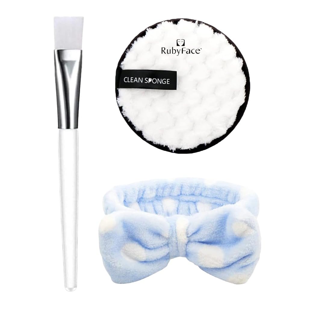 Face Mask Applicator Brush with Makeup Remover Pad Cleansing Sponge & Spa Headband | Skincare Tool Set for Face Mask, Cleanser & Facial Care-image-48