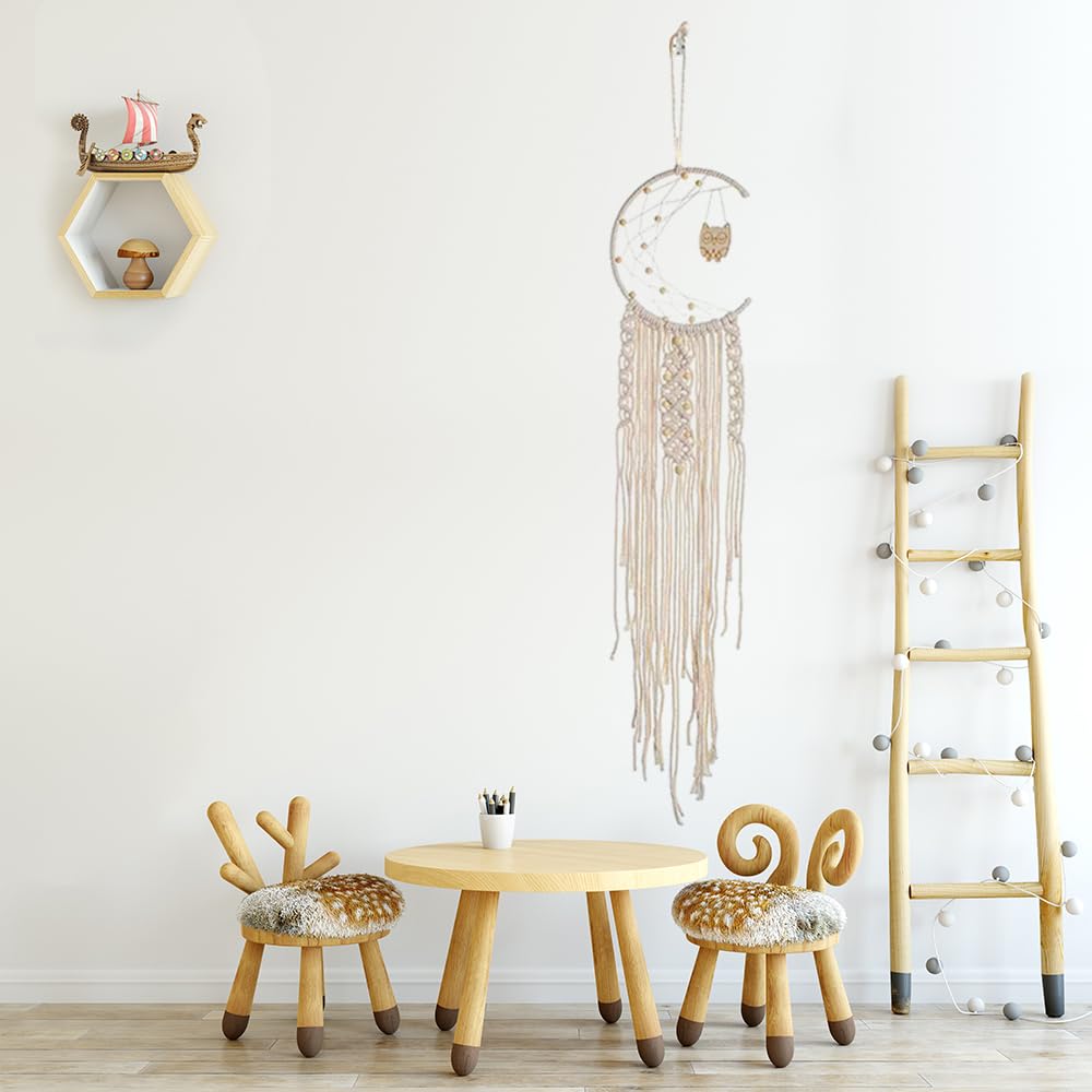 Luna Acchiappasogni Boho, Dream Catcher 96 cm Acchiappasogni Boho Porta il gufo Acchiappasogni Fatti a Mano Acchiappasogni per Soggiorno, Camera da letto