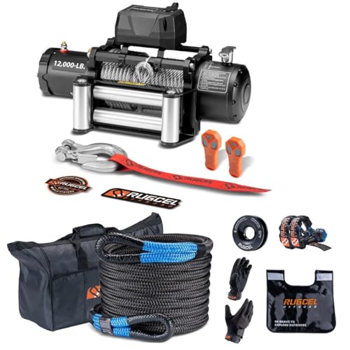 Winche eléctrico de cuerda de acero 12000LB con kit de cuerda RUGCEL miniatura 1