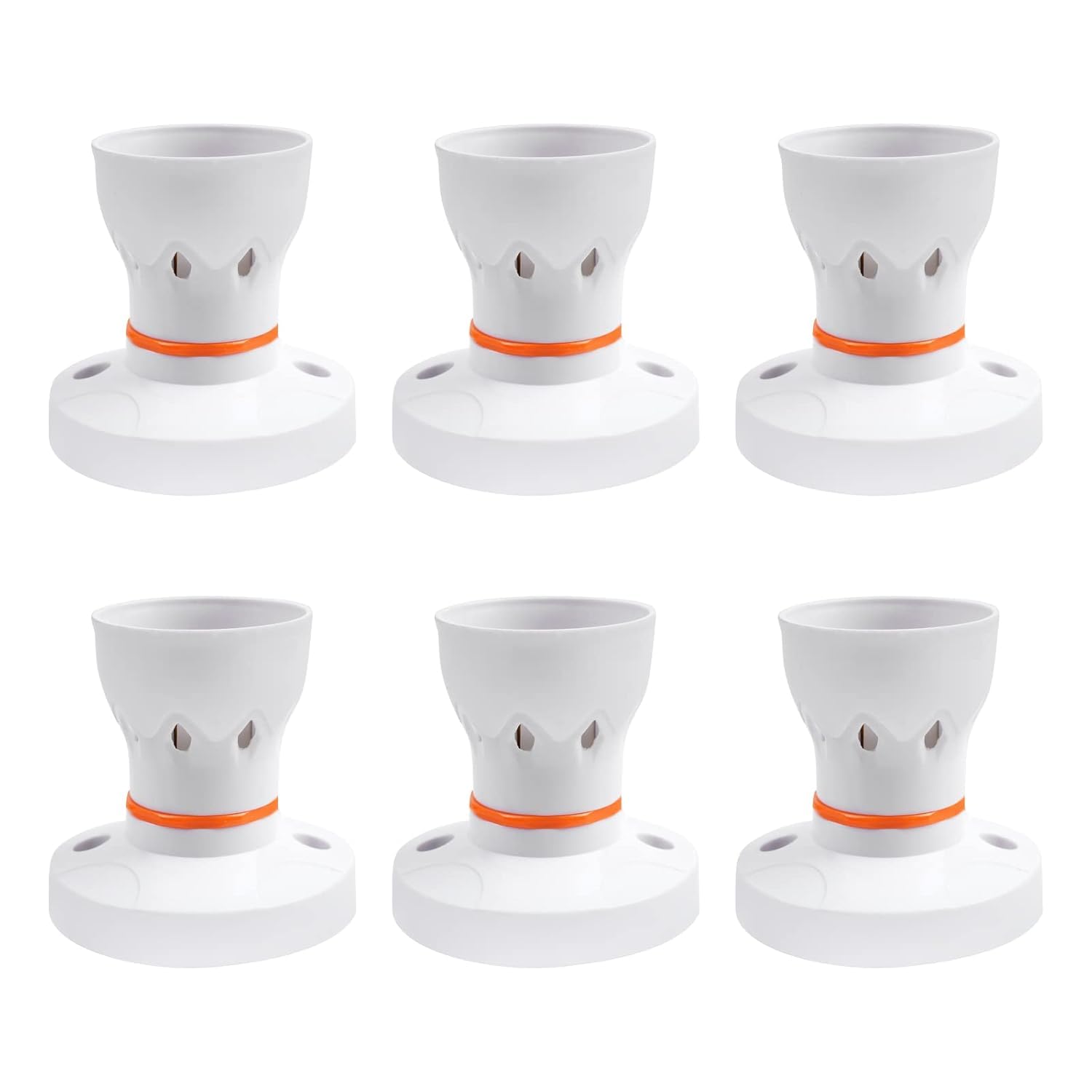 4x E27 White Plastic Batten Lamp Holders – Ceiling Light Sockets, 110-250V, 4A