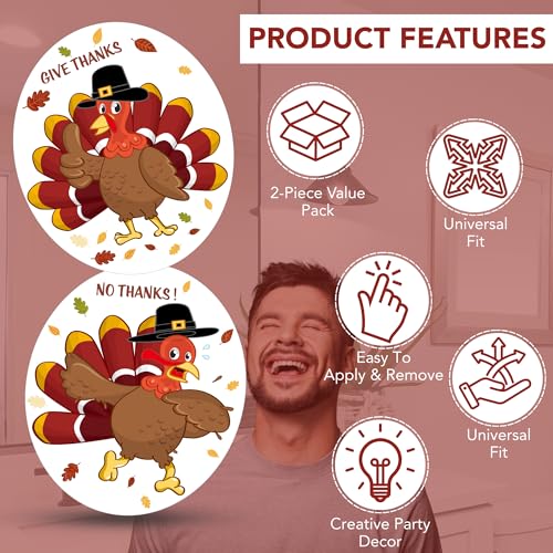 Iconikal 2-Piece Thanksgiving Toilet Seat Cling Set Funny Turkey 11.2x13-Inch Removable Bathroom Decor Protective Lid Sticker No Adhesive Holiday - Image 4