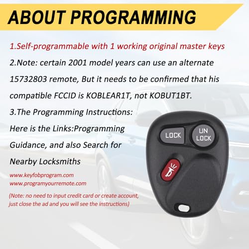 image for Vurkcy Key Fob Replacement for 2001-2002 Chevy Silverado Suburban Taho
