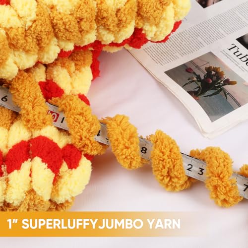 Image of 8 Packs Jumbo Chunky Chenille Yarn - 1820g(64oz) 254 Yards (761ft) Bulky Yarn - Chunky Yarn for Hand Knitting Blanket,Cushions, Pet Bed - Soft and Durable(Yellow)