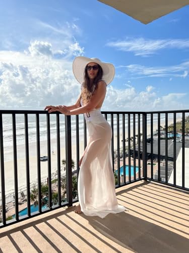 Image of Ekouaer Women Sarong Swimsuit Coverups Chiffon Long Bikini Wraps Sheer Beach Bathing Suit Cover Up