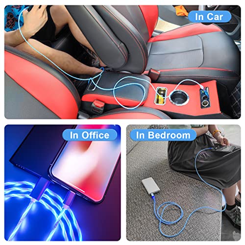 2M/6Ft Flowing Led Light Up Lightning Charge Cable,Glowing Apple Charger Adapter Sync Data Connector Cord For Car With Iphone 13/12 Pro Max /11 Pro/Xr/Xs Max/X/8 7 Se 2020,Ipad/Ipod (Blue) #TOP6