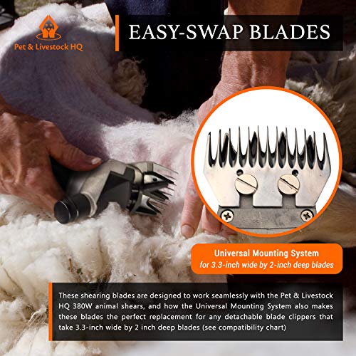 Pet & Livestock HQ | Shearing Blades 380W Sheep Clippers – Replacement for Oster, Lister, Heiniger, Detachable Animal Trimmer Shears for Grooming Goats, Lambs, Llamas, Alpacas Pet & Livestock HQ | Shearing Blades 380W Sheep Clippers – Replacement for Oster, Lister, Heiniger, Detachable Animal Trimmer Shears for Grooming Goats, Lambs, Llamas, Alpacas