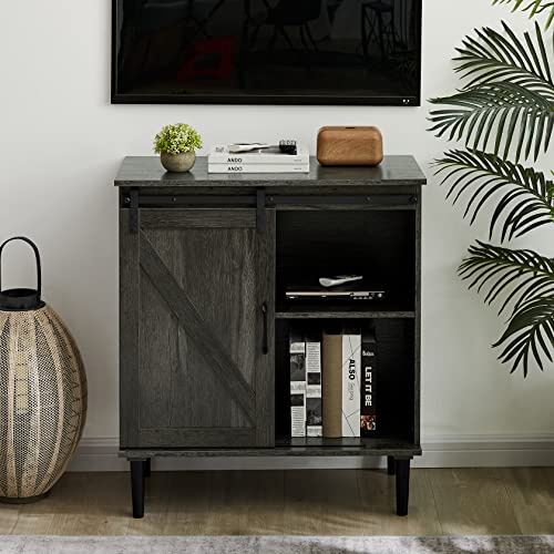 Ircpen Sideboard Buffet Storage Cabinet, Small Accent Cabinet With Barn Door, 31.5" Cupboard Sliding Barn Door Kitchen Cabinet With Shelves For Bar, Living Room,Dining Room, Hallway (Dark Grey) #TOP4