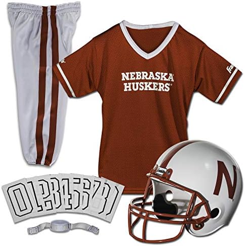 Franklin Sports NCAA Nebraska Huskers Kids College Football Uniform Set - Youth Uniform Set - Includes Jersey, Helmet, Pants - Youth Small