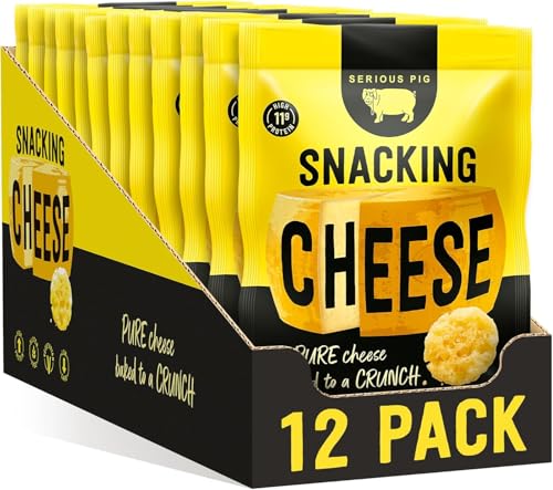 SERIOUS PIG - Crunchy Snacking Cheese Snacks, High Protein, Low Carb, Keto Friendly, Gluten Free, Vegetarian, Pub Snacks, Made from 100% Real Italian Cheese (Classic) (12x 0.84oz)