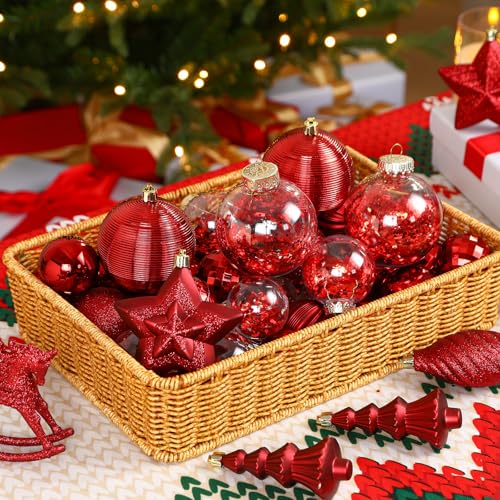 Bolas de Navidad SHareconn de plástico irrompible doradas para árbol set de 100 piezas 5