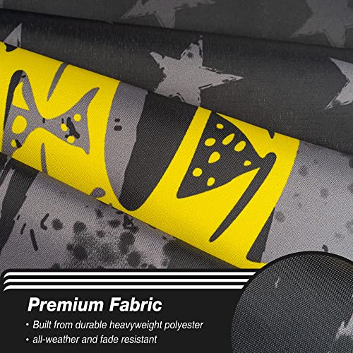 Xifan Premium Double Sided Don't Tread On Me Gadsden Black American Flag - Heavy Duty 3Ply Polyester Durable Vibrant Print Double Stitched - 3X5 Ft Tea Party Rattlesnake Indoor Outdoor Banner #TOP2