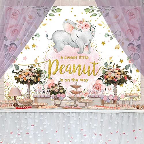 Fondo para baby shower niña elefante rosa 5x3ft miniatura 2