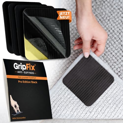 GripFix® Teppich Antirutschunterlage – STARKER Halt OHNE RÜCKSTÄNDE – MEHR Sicherheit IM Alltag – Waschbare & Wiederverwendbare Pads (4 Set)