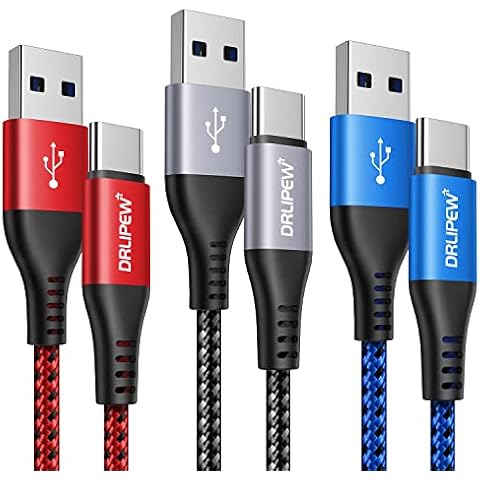 USB C Cable(1M 3-Pack),USB to USB C Fast Charger Cable Nylon Braided,3A Fast Charging Type C Lead Compatible with Samsung Galaxy S22+ S21 S20 Ultra S10 S9 A20e A21s,Huawei P10 P9,Sony Xperia,Moto G7 Cover