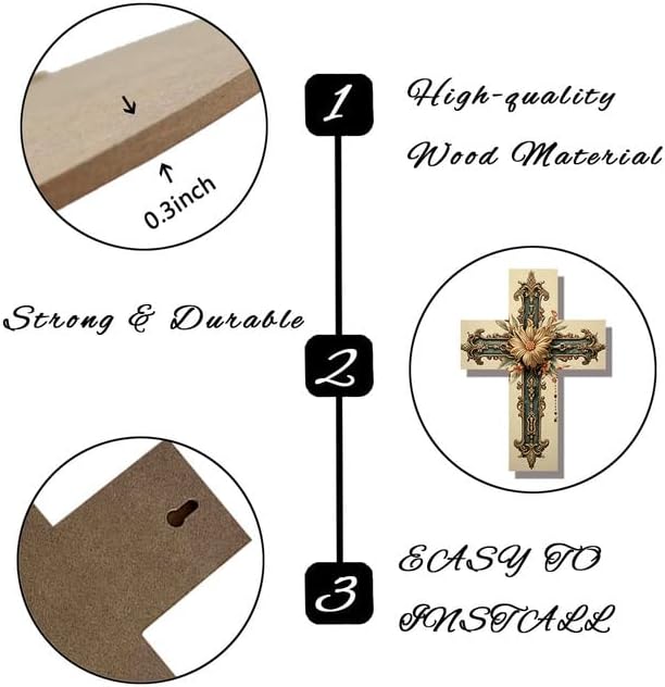 Miniatura 5 de Cruz de pared religiosa, decoración de pared cristiana, decoración de pared de cruces
