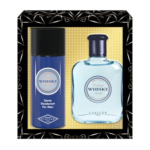 WHISKY Vintage • Coffret Eau de Toilette 100ML + Déodorant 150ML • Vaporisateur • Spray • Parfum Homme • Cadeau • EVAFLORPARIS