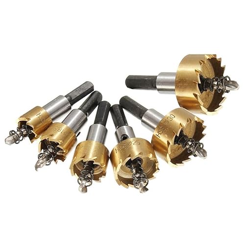 Gasea 6Pcs HSS Drill Bit Hole Saw Cutter Set Stainless High Speed Steel Metal Alloy Hole Cutter Tool 16/18.5/20/25/30/32mm